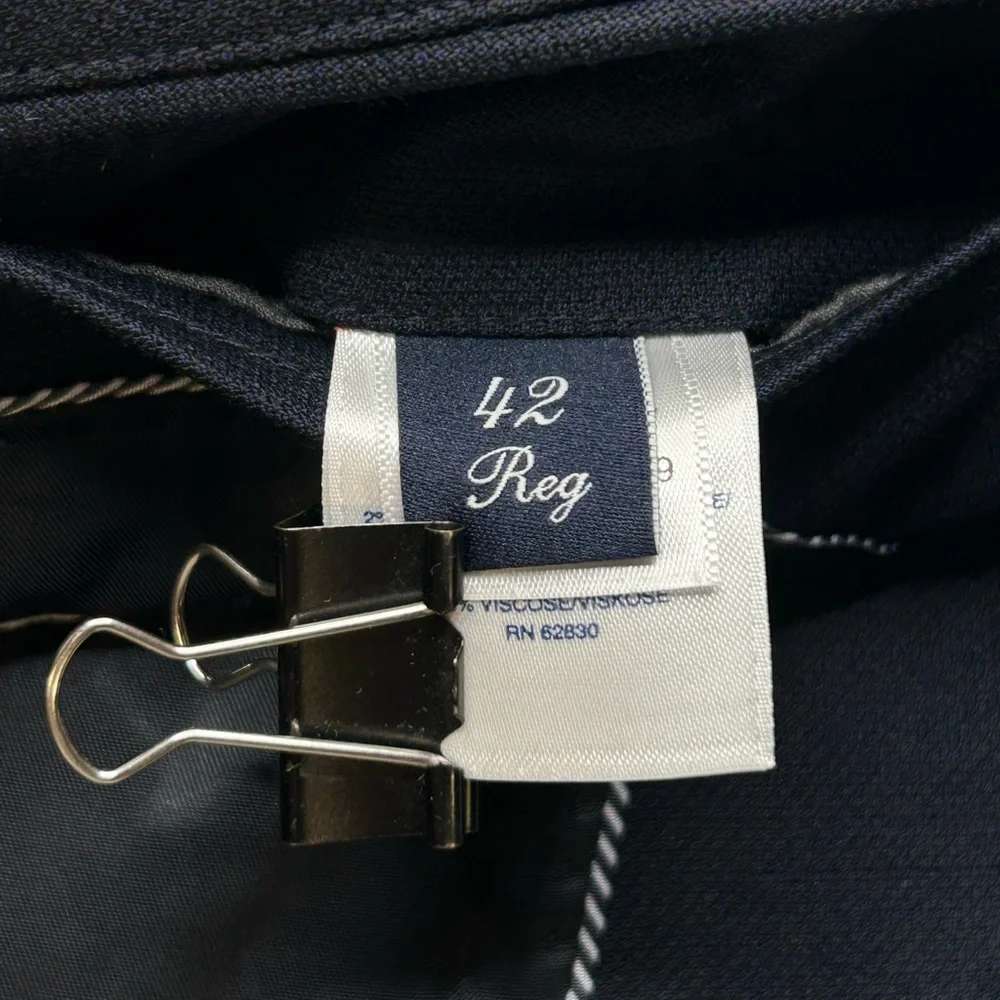 Lands End‎ Blazer Size 42R Navy Wool Tailored Fit Suit Jacket Office Career